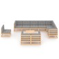 vidaXL Juego de muebles de jardín 11 pzas y cojines madera maciza pino vidaXL Juego de muebles de jardín 11 pzas y cojines madera maciza pino