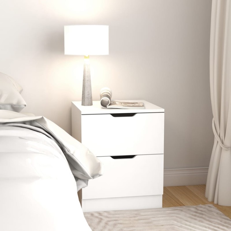 vidaXL Mesita de noche madera contrachapada blanco 40x40x50 cm vidaXL Mesita de noche madera contrachapada blanco 40x40x50 cm