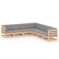 vidaXL Juego de muebles de jardín 7 pzas y cojines madera maciza pino vidaXL Juego de muebles de jardín 7 pzas y cojines madera maciza pino