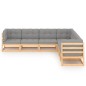 vidaXL Juego de muebles de jardín 7 pzas y cojines madera maciza pino vidaXL Juego de muebles de jardín 7 pzas y cojines madera maciza pino