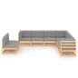 vidaXL Juego de muebles de jardín 9 pzas y cojines madera maciza pino vidaXL Juego de muebles de jardín 9 pzas y cojines madera maciza pino