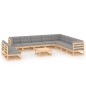 vidaXL Juego de muebles de jardín 11 pzas y cojines madera maciza pino vidaXL Juego de muebles de jardín 11 pzas y cojines madera maciza pino