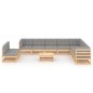 vidaXL Juego de muebles de jardín 11 pzas y cojines madera maciza pino vidaXL Juego de muebles de jardín 11 pzas y cojines madera maciza pino