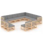 vidaXL Juego de muebles de jardín 12 pzas y cojines madera maciza pino