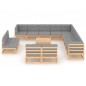 vidaXL Juego de muebles de jardín 14 pzas y cojines madera maciza pino vidaXL Juego de muebles de jardín 14 pzas y cojines madera maciza pino