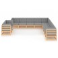 vidaXL Juego de muebles de jardín 11 pzas y cojines madera maciza pino vidaXL Juego de muebles de jardín 11 pzas y cojines madera maciza pino