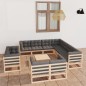 vidaXL Juego de muebles de jardín 12 pzas y cojines madera maciza pino vidaXL Juego de muebles de jardín 12 pzas y cojines madera maciza pino