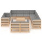 vidaXL Juego de muebles de jardín 12 pzas y cojines madera maciza pino vidaXL Juego de muebles de jardín 12 pzas y cojines madera maciza pino