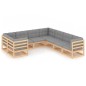 vidaXL Muebles de jardín 8 pzas y cojines madera maciza pino vidaXL Muebles de jardín 8 pzas y cojines madera maciza pino