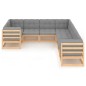 vidaXL Muebles de jardín 8 pzas y cojines madera maciza pino vidaXL Muebles de jardín 8 pzas y cojines madera maciza pino
