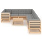 vidaXL Juego de muebles de jardín 10 pzas y cojines madera maciza pino vidaXL Juego de muebles de jardín 10 pzas y cojines madera maciza pino