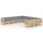 vidaXL Juego de muebles de jardín 11 pzas y cojines madera maciza pino