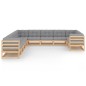 vidaXL Juego de muebles de jardín 11 pzas y cojines madera maciza pino