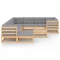 vidaXL Juego de muebles de jardín 11 pzas y cojines madera maciza pino vidaXL Juego de muebles de jardín 11 pzas y cojines madera maciza pino