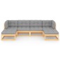 vidaXL Juego de muebles de jardín 6 pzas y cojines madera maciza pino