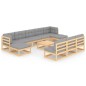 vidaXL Juego de muebles de jardín 11 pzas y cojines madera maciza pino vidaXL Juego de muebles de jardín 11 pzas y cojines madera maciza pino