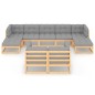 vidaXL Juego de muebles de jardín 9 pzas y cojines madera maciza pino vidaXL Juego de muebles de jardín 9 pzas y cojines madera maciza pino