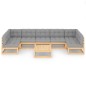 vidaXL Muebles de jardín 8 pzas y cojines madera maciza pino vidaXL Muebles de jardín 8 pzas y cojines madera maciza pino