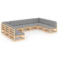 vidaXL Juego de muebles de jardín 9 pzas y cojines madera maciza pino vidaXL Juego de muebles de jardín 9 pzas y cojines madera maciza pino