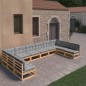 vidaXL Juego de muebles de jardín 10 pzas y cojines madera maciza pino vidaXL Juego de muebles de jardín 10 pzas y cojines madera maciza pino