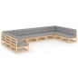 vidaXL Juego de muebles de jardín 10 pzas y cojines madera maciza pino vidaXL Juego de muebles de jardín 10 pzas y cojines madera maciza pino