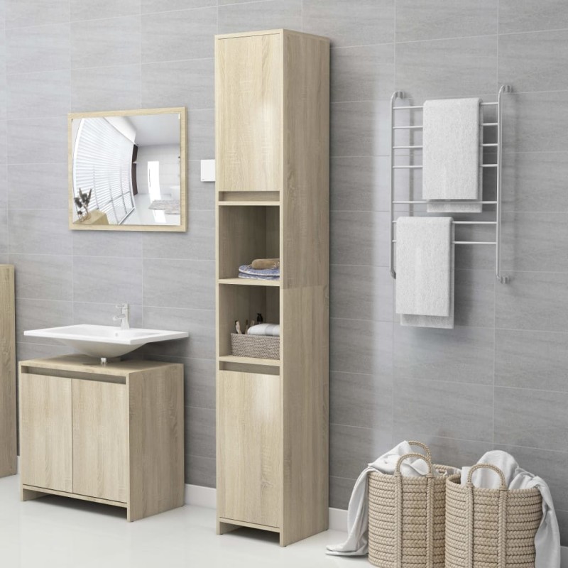 vidaXL Armario de baño madera contrachapada color roble 30x30x183,5 cm vidaXL Armario de baño madera contrachapada color roble 30x30x183,5 cm