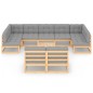 vidaXL Juego de muebles de jardín 10 pzas y cojines madera maciza pino vidaXL Juego de muebles de jardín 10 pzas y cojines madera maciza pino