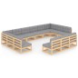 vidaXL Juego de muebles de jardín 13 pzas y cojines madera maciza pino vidaXL Juego de muebles de jardín 13 pzas y cojines madera maciza pino
