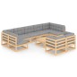 vidaXL Juego de muebles de jardín 10 pzas y cojines madera maciza pino vidaXL Juego de muebles de jardín 10 pzas y cojines madera maciza pino