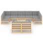 vidaXL Juego de muebles de jardín 10 pzas y cojines madera maciza pino vidaXL Juego de muebles de jardín 10 pzas y cojines madera maciza pino