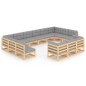 vidaXL Juego de muebles de jardín 13 pzas y cojines madera maciza pino vidaXL Juego de muebles de jardín 13 pzas y cojines madera maciza pino