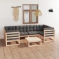 vidaXL Juego de muebles de jardín 7 pzas y cojines madera maciza pino vidaXL Juego de muebles de jardín 7 pzas y cojines madera maciza pino