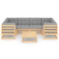 vidaXL Juego de muebles de jardín 7 pzas y cojines madera maciza pino vidaXL Juego de muebles de jardín 7 pzas y cojines madera maciza pino