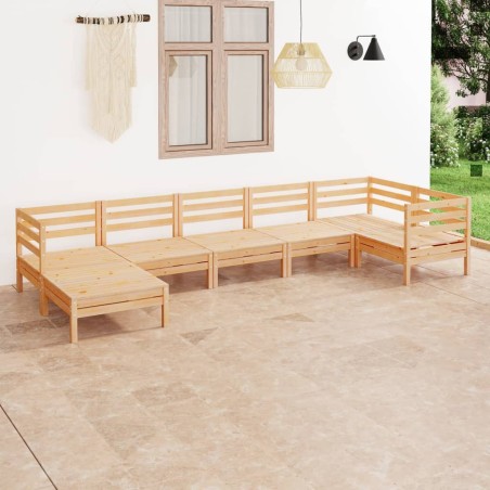 vidaXL Juego de muebles de jardín 7 piezas madera maciza de pino