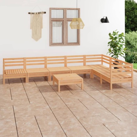 vidaXL Juego de muebles de jardín 8 piezas madera maciza de pino