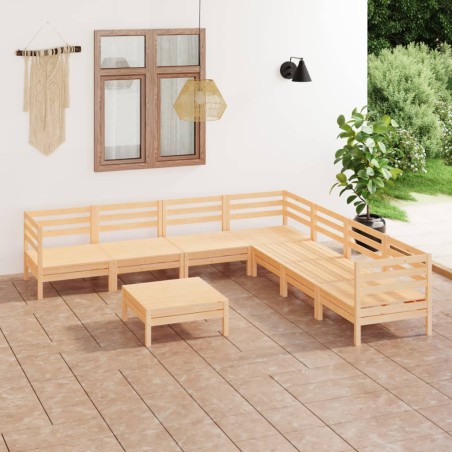 vidaXL Juego de muebles de jardín 8 piezas madera maciza de pino
