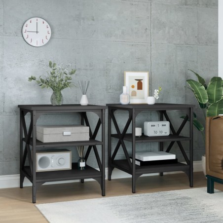 vidaXL Mesas auxiliares 2 uds madera contrachapada negro 40x42x50 cm