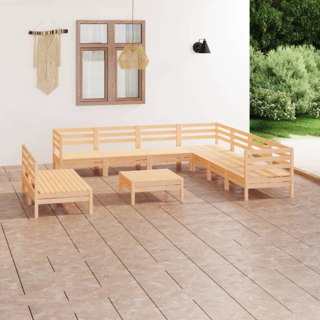 vidaXL Juego de muebles de jardín 10 piezas madera maciza de pino