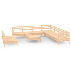 vidaXL Juego de muebles de jardín 10 piezas madera maciza de pino
