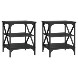 vidaXL Mesas auxiliares 2 uds madera contrachapada negro 40x42x50 cm