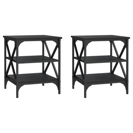 vidaXL Mesas auxiliares 2 uds madera contrachapada negro 40x42x50 cm