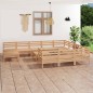 vidaXL Juego de muebles de jardín 12 piezas madera maciza de pino