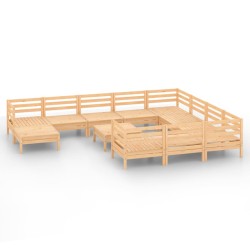 vidaXL Juego de muebles de jardín 12 piezas madera maciza de pino