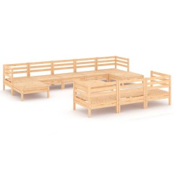 vidaXL Juego de muebles de jardín 11 piezas madera maciza de pino