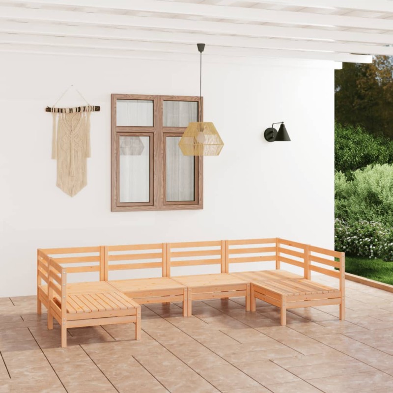 vidaXL Juego de muebles de jardín 6 piezas madera maciza de pino
