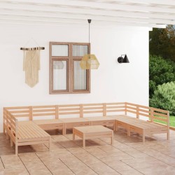 vidaXL Juego muebles de jardín 10 piezas madera maciza pino
