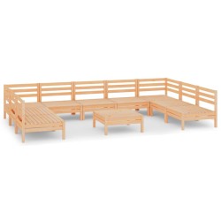 vidaXL Juego muebles de jardín 10 piezas madera maciza pino