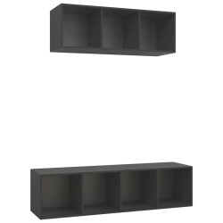 vidaXL Juego de muebles de salón 2 piezas madera de ingeniería gris