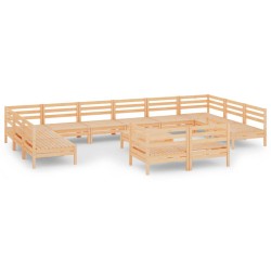 vidaXL Juego de muebles de jardín 13 piezas madera maciza de pino