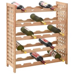 vidaXL Botellero para 25 botellas madera maciza de nogal 63x25x73 cm